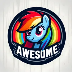 Size: 2048x2048 | Tagged: safe, derpibooru import, machine learning generated, rainbow dash, awesome, g4, image, jpeg, simple background, text, white background
