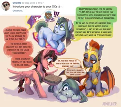 Size: 2000x1769 | Tagged: safe, artist:jewellier, derpibooru import, marble pie, oc, oc:dusty soil, oc:flint (oda 997), oc:july, oc:misty muddle, bat pony, earth pony, pegasus, pony, series:ask the pie sisters, amputee, armor, artificial wings, ask, augmented, back to the future, bat pony oc, bat pony royal guard, bat wings, birchpunk, chaos, clothes, cyrillic, distressed, earth pony oc, english, eurotrip, female, guardsmare, headscarf, hoverboard, image, mare, movie reference, pegasus oc, personal space invasion, png, royal guard, royal guard armor, russian, scarf, speech bubble, talking, terminator, text, translation, wings