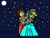 Size: 1920x1440 | Tagged: safe, applejack, oc, oc:kaydenlindsey, human, equestria girls, ^^, alternate hairstyle, canon x oc, cinderella, clothes, dress, duo, eyes closed, female, gown, humanized, image, jpeg, male, moon, night, smiling, starry night, suit