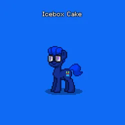 Size: 385x385 | Tagged: safe, derpibooru import, oc, oc:icebox cake, earth pony, pony, pony town, blue background, earth pony oc, glasses, image, male, png, simple background, solo, stallion