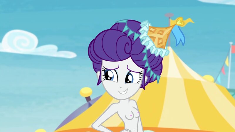 Size: 3410x1920 | Tagged: questionable, anonymous editor, derpibooru import, edit, screencap, rarity, equestria girls, equestria girls series, rollercoaster of friendship, breasts, exhibitionism, female, hand on hip, high res, image, jpeg, nipples, nude edit, nudity, photo booth (song), public nudity, smiling, solo