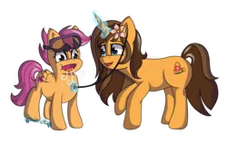 Size: 1123x711 | Tagged: safe, artist:tenderrain-art, derpibooru import, scootaloo, oc, oc:tranquil paradise, pony, friendship is magic, breathing, checkup, commission, dive mask, female, filly, flower, flower in hair, foal, g4, goggles, image, magic, png, stethoscope