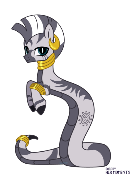 Size: 3000x4000 | Tagged: safe, alternate version, artist:angel_animotr, artist:angelina-pax, derpibooru import, zecora, lamia, original species, zebra, commission, cute, ear piercing, earring, female, image, jewelry, lamiafied, neck rings, piercing, png, simple background, solo, species swap, transparent background, ych result, zecorable