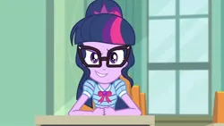 Size: 1920x1080 | Tagged: safe, artist:tom artista, derpibooru import, screencap, sci-twi, twilight sparkle, equestria girls, equestria girls series, the finals countdown, clever, expressions, facial expressions, glasses, image, jpeg, my little pony, school, smart