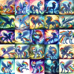 Size: 5000x5000 | Tagged: safe, derpibooru import, machine learning generated, rainbow dash, pegasus, pony, werewolf, ai content, fierce, forest, generator:dall-e 3, image, moonlight, night, png, solo, tree