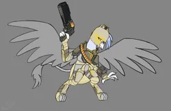 Size: 3133x2035 | Tagged: safe, artist:somber, derpibooru import, oc, unofficial characters only, gryphon, fallout equestria, female, image, jpeg, raider, solo