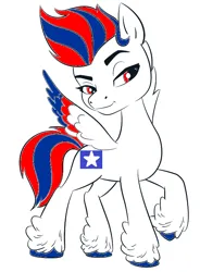 Size: 594x806 | Tagged: safe, anonymous artist, derpibooru import, zipp storm, pegasus, pony, g5, female, image, male, png, recolor, solo, united states