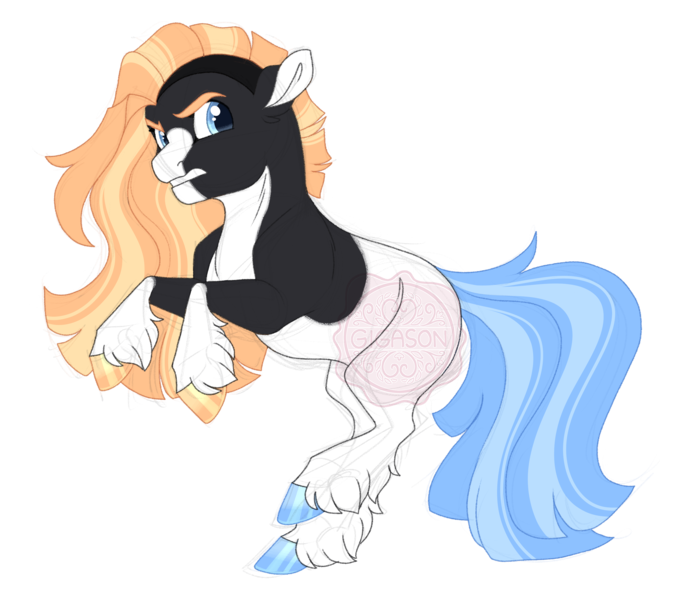 Size: 3054x2700 | Tagged: safe, artist:gigason, derpibooru import, oc, oc:split, unofficial characters only, earth pony, pony, female, image, magical lesbian spawn, mare, obtrusive watermark, offspring, parent:aunt orange, parent:cloudchaser, png, simple background, solo, transparent background, unshorn fetlocks, watermark