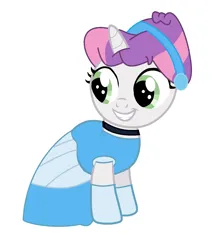 Size: 1389x1597 | Tagged: safe, artist:brightstar40k, derpibooru import, sweetie belle, pony, unicorn, alternate hairstyle, cinderella, clothes, dress, evening gloves, female, filly, foal, gloves, gown, grin, image, long gloves, png, smiling, solo, solo female