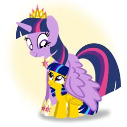 Size: 1400x1400 | Tagged: safe, artist:mlplary6, derpibooru import, twilight sparkle, twilight sparkle (alicorn), oc, oc:star sparkle, alicorn, pegasus, pony, alicorn wings, crown, female, filly, foal, image, jewelry, mama twilight, mare, mother and child, mother and daughter, offspring, parent:flash sentry, parent:twilight sparkle, parents:flashlight, png, regalia, wings