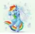 Size: 2472x2443 | Tagged: safe, artist:buvanybu, derpibooru import, rainbow dash, ghost, pegasus, pony, undead, bedsheet ghost, bedsheets, belly button, bipedal, fangs, image, jpeg, simple background, solo, white background