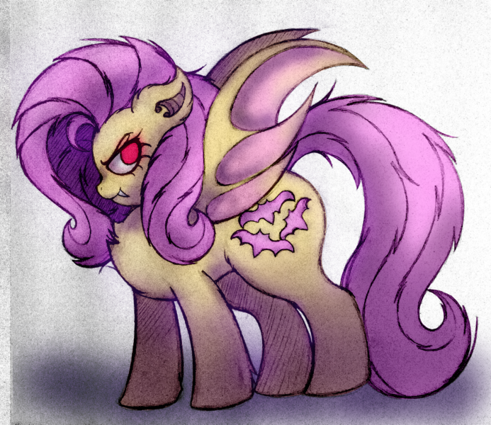 Size: 2092x1810 | Tagged: safe, derpibooru import, fluttershy, bat, bat pony, pegasus, pony, bat ponified, bat wings, female, flutterbat, image, mare, messy hair, messy mane, pink hair, png, race swap, red eyes, simple background, solo, traditional art, white background, wings