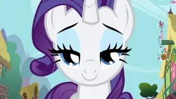Size: 1920x1080 | Tagged: safe, derpibooru import, screencap, rarity, pony, unicorn, season 1, the ticket master, cute, female, happy, image, lidded eyes, looking at you, mare, png, raribetes, smiling, solo