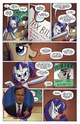 Size: 1400x2154 | Tagged: safe, derpibooru import, idw, filthy rich, rarity, earth pony, human, pony, unicorn, female, george h. w. bush, image, low effort, magic, male, mare, meme, png, politics, rarity is not amused, stallion, taxes, unamused