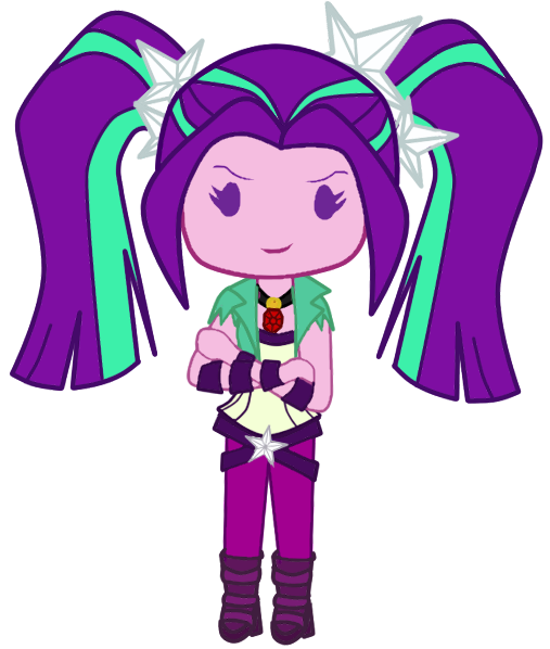 Size: 507x598 | Tagged: safe, artist:icicle-wicicle-1517, artist:kawaiifabyu, color edit, derpibooru import, edit, aria blaze, equestria girls, belt, boots, chibi, clothes, colored, crossed arms, denim, female, gem, high heel boots, image, jeans, pants, picture for breezies, png, shirt, shoes, simple background, siren gem, smiling, smirk, solo, transparent background, vest, wristband