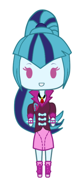 Size: 369x834 | Tagged: safe, artist:icicle-wicicle-1517, artist:kawaiifabyu, color edit, derpibooru import, edit, sonata dusk, equestria girls, boots, bracelet, chibi, clothes, coat, colored, female, gem, grin, image, picture for breezies, png, shoes, simple background, siren gem, skirt, smiling, socks, solo, spiked wristband, transparent background, wristband