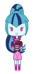 Size: 369x834 | Tagged: safe, artist:icicle-wicicle-1517, artist:kawaiifabyu, color edit, derpibooru import, edit, sonata dusk, equestria girls, boots, bracelet, chibi, clothes, coat, colored, female, gem, grin, image, picture for breezies, png, shoes, simple background, siren gem, skirt, smiling, socks, solo, spiked wristband, transparent background, wristband