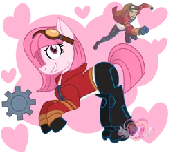 Size: 2000x1802 | Tagged: safe, artist:muhammad yunus, derpibooru import, oc, oc:annisa trihapsari, earth pony, pony, >:), clothes, cosplay, costume, crossover, earth pony oc, female, generator rex, gloves, goggles, grin, halloween, halloween costume, heart, holiday, image, jacket, looking at you, male, mare, open mouth, pants, png, rex salazar, shirt, shoes, smiling, smiling at you, solo, watermark