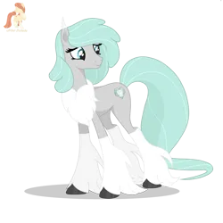 Size: 5000x5000 | Tagged: safe, artist:r4hucksake, derpibooru import, oc, oc:lady permafrost, earth pony, hybrid, original species, pony, chest fluff, ear tufts, image, long tail, motherly, png, simple background, smiling, solo, tail, transparent background, unshorn fetlocks