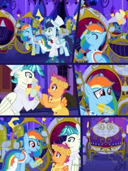 Size: 750x1001 | Tagged: safe, artist:stellaartist13, derpibooru import, rainbow dash, scootaloo, soarin', terramar, hippogriff, pegasus, pony, bride, clothes, dress, female, filly, foal, groom, husband and wife, image, jpeg, just married, male, mare, marriage, shipping, siblings, sisters, soarindash, stallion, straight, terraloo, tuxedo, wedding, wedding dress