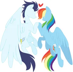 Size: 749x736 | Tagged: safe, artist:nocturnal-moonlight, derpibooru import, rainbow dash, soarin', pegasus, pony, female, image, jpeg, male, mare, shipping, simple background, soarindash, stallion, straight, white background