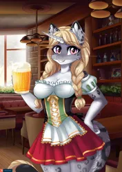 Size: 2806x3969 | Tagged: suggestive, artist:lifejoyart, ponerpics import, oc, unofficial characters only, anthro, alcohol, beer, breasts, clothes, female, image, jpeg
