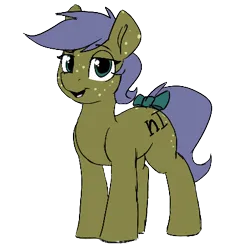 Size: 419x419 | Tagged: safe, artist:hazaplan, ponerpics import, oc, oc:hate comment, unofficial characters only, earth pony, pony, bow, female, freckles, image, mare, png, ponerpics community collab 2023, simple background, solo, standing, tail bow, transparent background