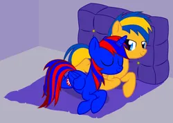 Size: 1982x1400 | Tagged: safe, artist:stephen-fisher, derpibooru import, oc, oc:flare spark, oc:stephen (stephen-fisher), unofficial characters only, alicorn, pegasus, female, image, male, png, sleeping