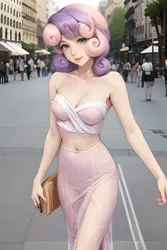 Size: 1024x1536 | Tagged: safe, derpibooru import, editor:sammykun, machine learning generated, sweetie belle, human, ai content, barcelona, belly button, breasts, building, city, cleavage, clothes, dress, europe, female, female focus, humanized, image, long skirt, midriff, off shoulder, older, older sweetie belle, plane, png, prompter:sammykun, purse, reasonably sized breasts, road, short hair, skirt, sleeveless, sleeveless dress, smiling, solo focus, spain, strapless, street, tree