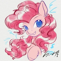 Size: 2048x2048 | Tagged: safe, artist:co306012, derpibooru import, pinkie pie, earth pony, pony, bust, image, jpeg, looking at you, simple background, smiling, solo