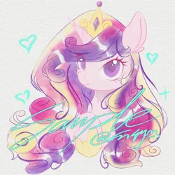 Size: 2048x2048 | Tagged: safe, artist:co306012, derpibooru import, princess cadance, alicorn, pony, bust, image, jpeg, looking at you, simple background, smiling, solo