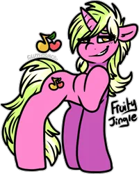 Size: 1345x1679 | Tagged: safe, artist:sexygoatgod, derpibooru import, oc, pony, adoptable, female, image, magical lesbian spawn, offspring, parent:cherry berry, parent:lyra heartstrings, png, simple background, solo, transparent background