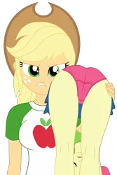 Size: 1900x2836 | Tagged: suggestive, artist:gmaplay, derpibooru import, apple bloom, applejack, human, equestria girls, ass, bloom butt, butt, carrying, duo, duo female, female, image, older, older apple bloom, over the shoulder, png, rescue, simple background, the ass was fat, transparent background, unconscious