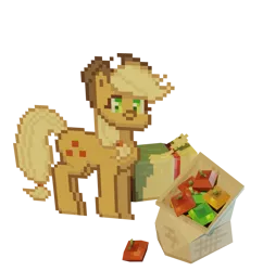 Size: 1047x1080 | Tagged: safe, artist:haku nichiya, derpibooru import, applejack, earth pony, pony, apple, food, hay, image, png, solo