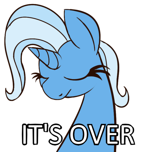 Size: 640x640 | Tagged: safe, artist:xppp1n, derpibooru import, trixie, pony, unicorn, female, image, it's over, mare, png, simple background, solo, text, transparent background