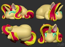 Size: 1468x1061 | Tagged: safe, artist:sunny way, derpibooru import, sunset shimmer, pony, unicorn, art, artwork, bun, buns, chibi, cute, digital art, female, feral, image, mare, png, smiling, solo, zbrush