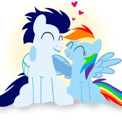 Size: 1400x1400 | Tagged: safe, artist:mlplary6, derpibooru import, rainbow dash, soarin', pegasus, pony, boyfriend and girlfriend, eyes closed, female, heart, image, love, male, mare, png, shipping, sitting, smiling, soarindash, stallion, straight