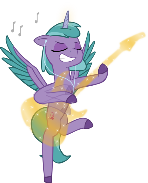 Size: 1282x1586 | Tagged: safe, artist:equestriaexploration, derpibooru import, pony, air guitar, image, magic, music notes, png, shiny sparks, simple background, solo, transparent background