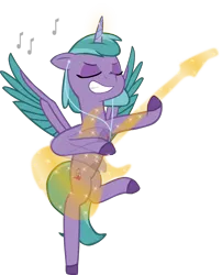 Size: 1282x1586 | Tagged: safe, artist:equestriaexploration, derpibooru import, pony, air guitar, image, magic, music notes, png, shiny sparks, simple background, solo, transparent background