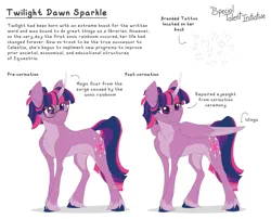 Size: 9300x7500 | Tagged: safe, derpibooru import, twilight sparkle, twilight sparkle (alicorn), alicorn, pony, unicorn, concept art, duality, glasses, image, misspelling, png, redesign, reimagining, unicorn twilight, wings