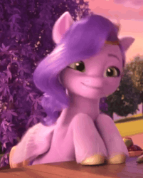 Size: 530x660 | Tagged: safe, derpibooru import, edit, edited screencap, screencap, pipp petals, g5, my little pony: make your mark, spoiler:g5, spoiler:my little pony: make your mark, spoiler:my little pony: make your mark chapter 5, spoiler:mymc05e06, adorapipp, animated, cropped, cute, gif, hoof tapping, image, my little pony: make your mark chapter 5, nightmare on mane street, solo, table