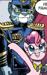 Size: 184x293 | Tagged: safe, artist:pencils, derpibooru import, idw, screencap, pinkie pie, unnamed character, abyssinian, anthro, cat, spoiler:comic, spoiler:comicidw2020, cropped, image, male, png, unnamed abyssinian