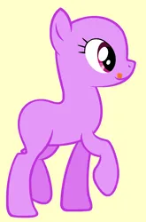 Size: 973x1476 | Tagged: artist needed, source needed, safe, artist:ameliagirls53, derpibooru import, edit, earth pony, pony, call of the cutie, season 1, bald, base, eyelashes, female, g4, image, licking, mare, png, raised hoof, raised leg, simple background, smiling, solo, tan background, tongue out