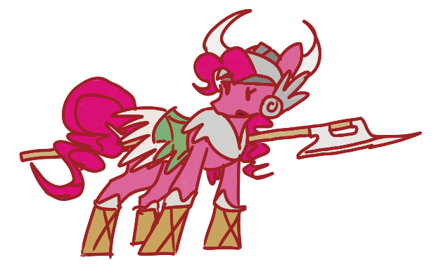 Size: 620x380 | Tagged: safe, artist:goatpirate, ponerpics import, pinkie pie, earth pony, pony, image, png, simple background, spear, transparent background, viking, weapon