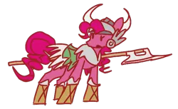 Size: 620x380 | Tagged: safe, artist:goatpirate, ponerpics import, pinkie pie, earth pony, pony, image, png, simple background, spear, transparent background, viking, weapon