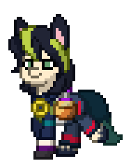 Size: 188x240 | Tagged: safe, derpibooru import, ponified, fox, pony, unicorn, pony town, angle, animal, animated, anime, avatar, bag, bangs, beige, big ears, clothed ponies, clothes, colored ears, cute, ear piercing, earring, genshin impact, gif, gloves, green eyes, green hair, green mane, green tail, happy, image, jewelry, lidded eyes, long tail, male, multicolored hair, multicolored mane, multicolored tail, outfit, pants, piercing, pixel animation, pixel art, saddle bag, shirt, shoes, simple background, smiling, solo, tail, tall ears, tan, tighnari, tighnari (genshin impact), trotting, video game, video game crossover, walk cycle, walking