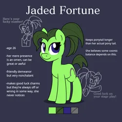 Size: 900x900 | Tagged: safe, artist:unitxxvii, derpibooru import, oc, oc:jaded fortune, earth pony, pony, blue background, female, image, looking at you, mare, png, reference sheet, simple background, smiling, smiling at you, solo