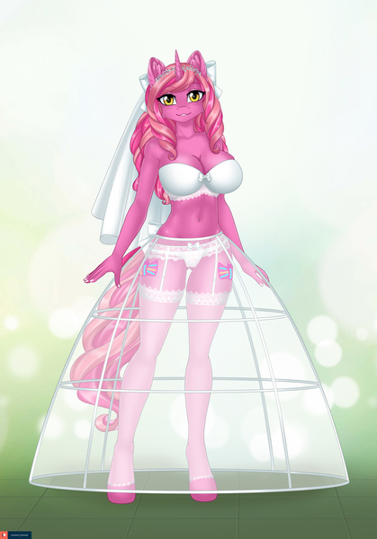 Size: 3420x4902 | Tagged: suggestive, artist:lifejoyart, ponerpics import, oc, unofficial characters only, anthro, bikini, breasts, clothes, dress, image, jpeg, looking at you, see-through, see-through skirt, skirt, swimsuit