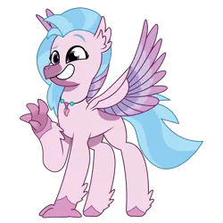 Size: 1200x1200 | Tagged: safe, artist:prixy05, derpibooru import, silverstream, classical hippogriff, hippogriff, g5, my little pony: tell your tale, female, g4, g4 to g5, generation leap, image, jewelry, necklace, png, simple background, smiling, solo, spread wings, transparent background, vector, wings