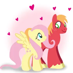 Size: 1400x1400 | Tagged: safe, artist:mlplary6, derpibooru import, big macintosh, fluttershy, earth pony, pegasus, pony, boyfriend and girlfriend, female, fluttermac, heart, image, looking at each other, looking at someone, love, male, mare, png, shipping, smiling, smiling at each other, stallion, straight
